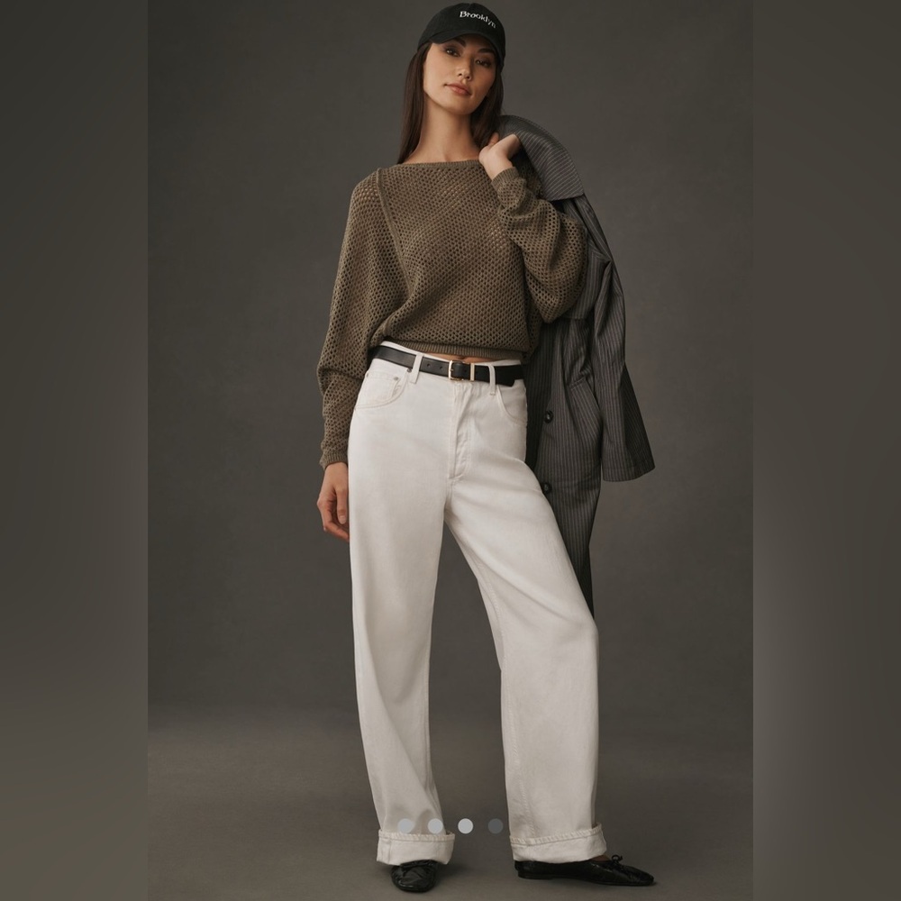 Anthropologie Pilcro Gray Open Stitch Sweater